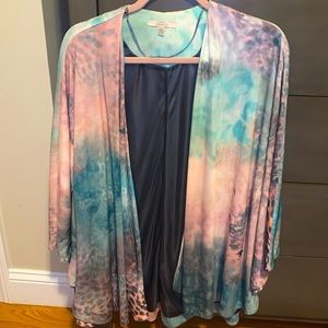 ZARA watercolor/leopard print capelet size M